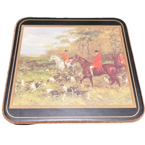 Pimpernel Tally Ho Victorian Equestrian Fox Hunt Coasters Set of 6 In  Box NIB - Picture 1 of 9